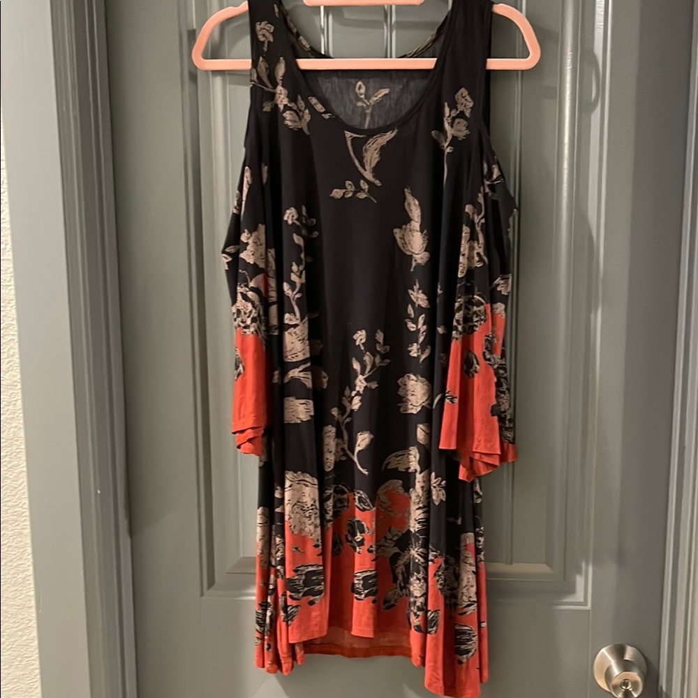 Floral Black and Red Dress